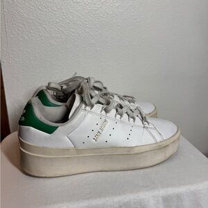 Adidas Stan Smith Bonega White Green Lace Up Platform Sneakers US Women’s Size 8